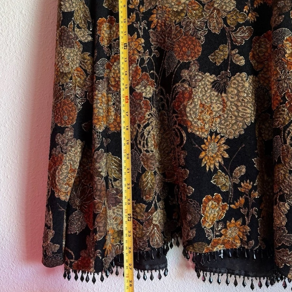 MSK Women Cardigan 2X Floral Tapestry Beaded Metallic Open Front Black Gold Y2K‎ - Picture 8 of 8